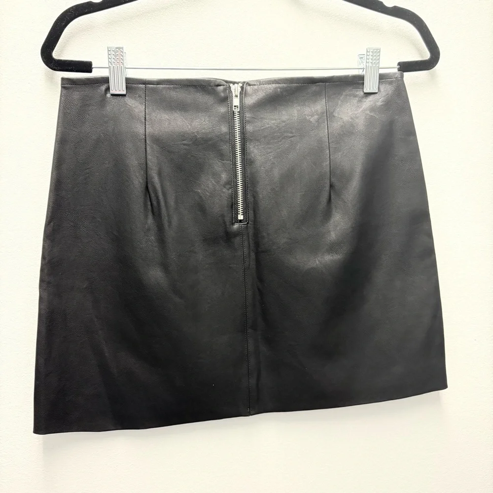 Olivaceous Faux Leather Mini Skirt, Black | Size Medium